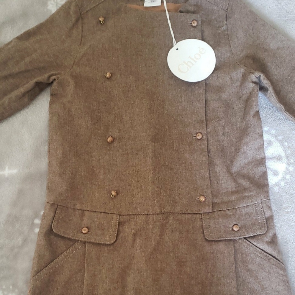 Chloé Brown Double-Breasted Dress